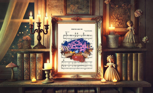 Aladdin Friend Like Me Splatter Sheet Music Art Print