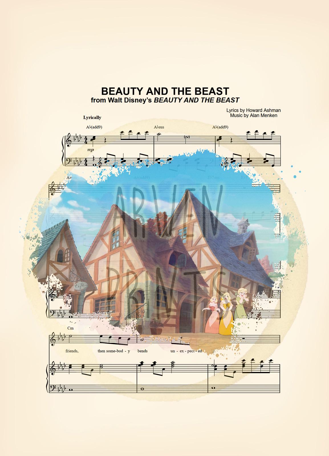Beauty and the Beast Bimbettes Sheet Music Art Print