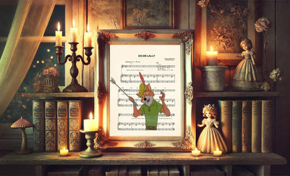 Robin Hood with Arrow Sheet Music Art Print