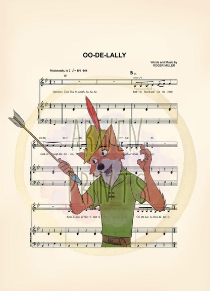 Robin Hood with Arrow Sheet Music Art Print