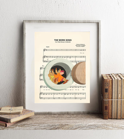 Cinderella Jaq and Gus Sheet Music Art Print