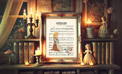 Cinderella and Mice Deciding on Dress Sheet Music Art Print