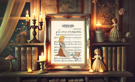 Cinderella and Mice Deciding on Dress Sheet Music Art Print