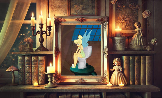 Peter Pan Tinker Bell On Toilet Bathroom Art Print