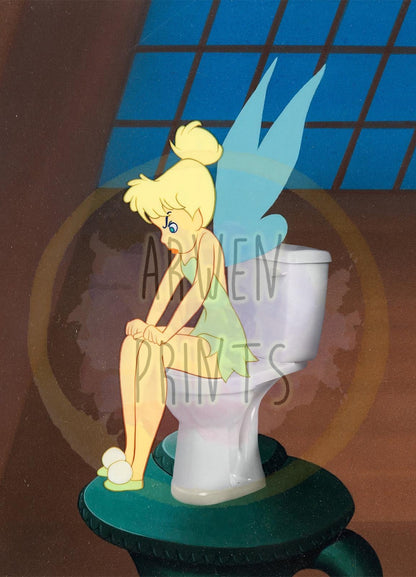 Peter Pan Tinker Bell On Toilet Bathroom Art Print
