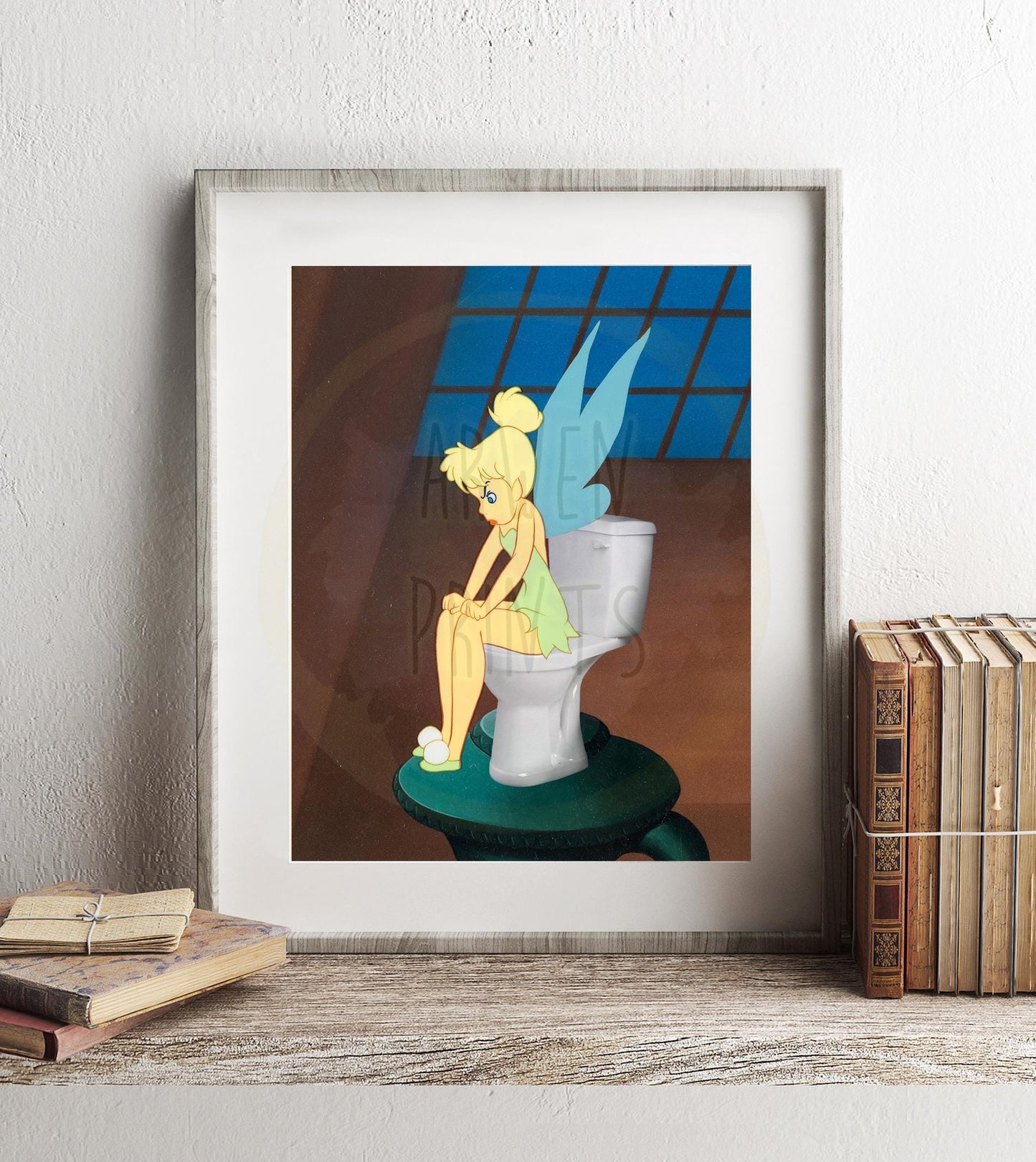 Peter Pan Tinker Bell On Toilet Bathroom Art Print