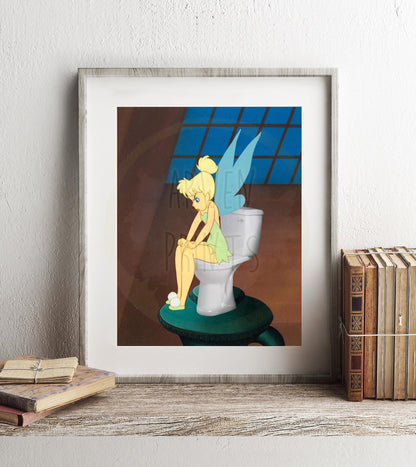 Peter Pan Tinker Bell On Toilet Bathroom Art Print