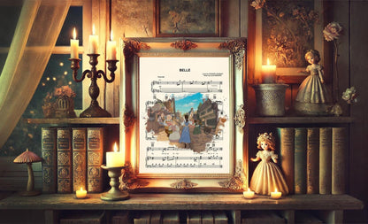 Beauty and the Beast Belle in Town Sheet Music Art Print