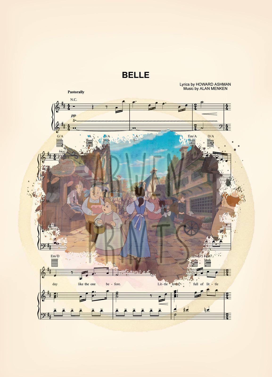 Beauty and the Beast Belle in Town Sheet Music Art Print