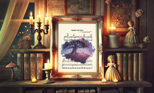Winnie the Pooh and Christopher Robin Sheet Music Art Print