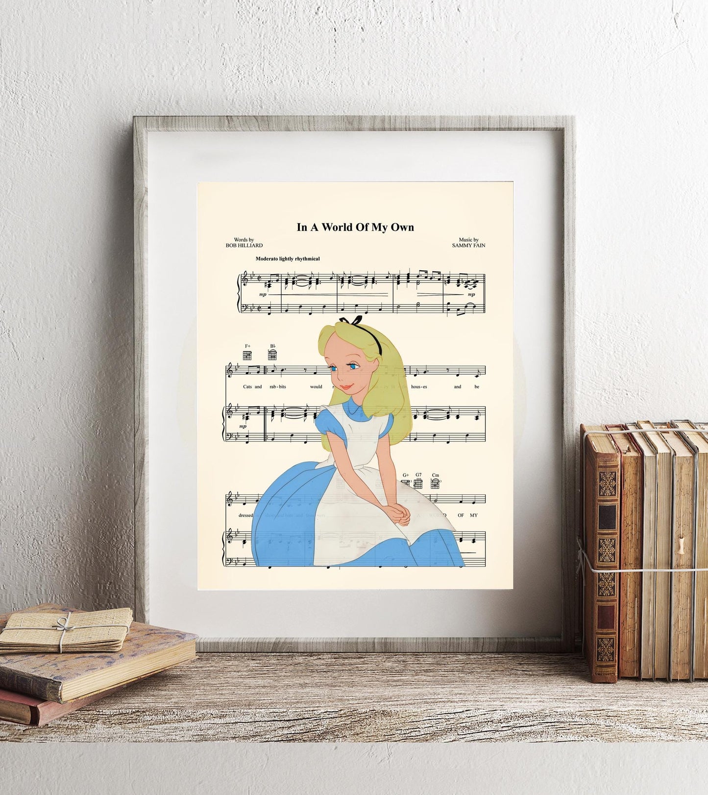 Alice in Wonderland Vintage In A World Of My Own Sheet Music Art Print