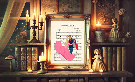 Sleeping Beauty Aurora and Prince Philip Sheet Music Art Print