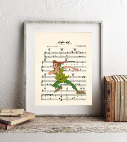 Peter Pan Vintage Neverland Sheet Music Art Print