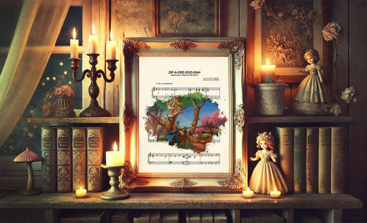 Song of the South Brer Bear Brer Fox and Brer Rabbit Zipadeedoodah Sheet Music Wall Art — Disney Gift for Music Lovers