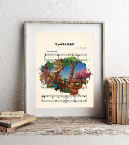 Song of the South Brer Bear Brer Fox and Brer Rabbit Zipadeedoodah Sheet Music Art Print