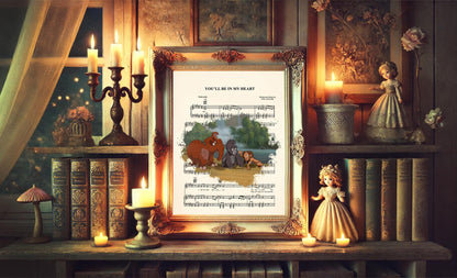 Tarzan Terk and Tantor You’ll Be in My Heart Splatter Sheet Music Art Print