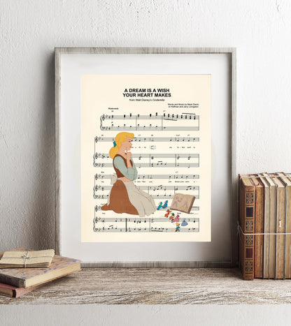 Cinderella and Mice Deciding on Dress Sheet Music Art Print