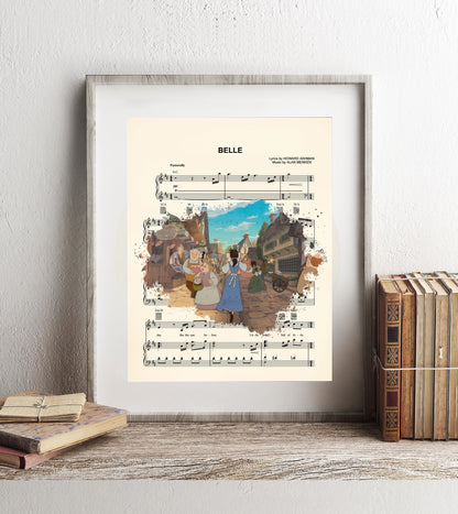 Beauty and the Beast Belle in Town Sheet Music Art Print