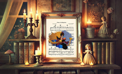 Aladdin Jafar and Iago Splatter Disney Sheet Music Art Print