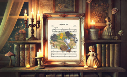 Lion King Rafiki Holding Up Baby Simba Circle of Life Sheet Music Art Print