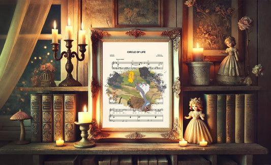 Lion King Rafiki Holding Up Baby Simba Circle of Life Sheet Music Art Print