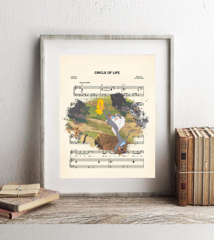 Lion King Rafiki Holding Up Baby Simba Circle of Life Sheet Music Art Print