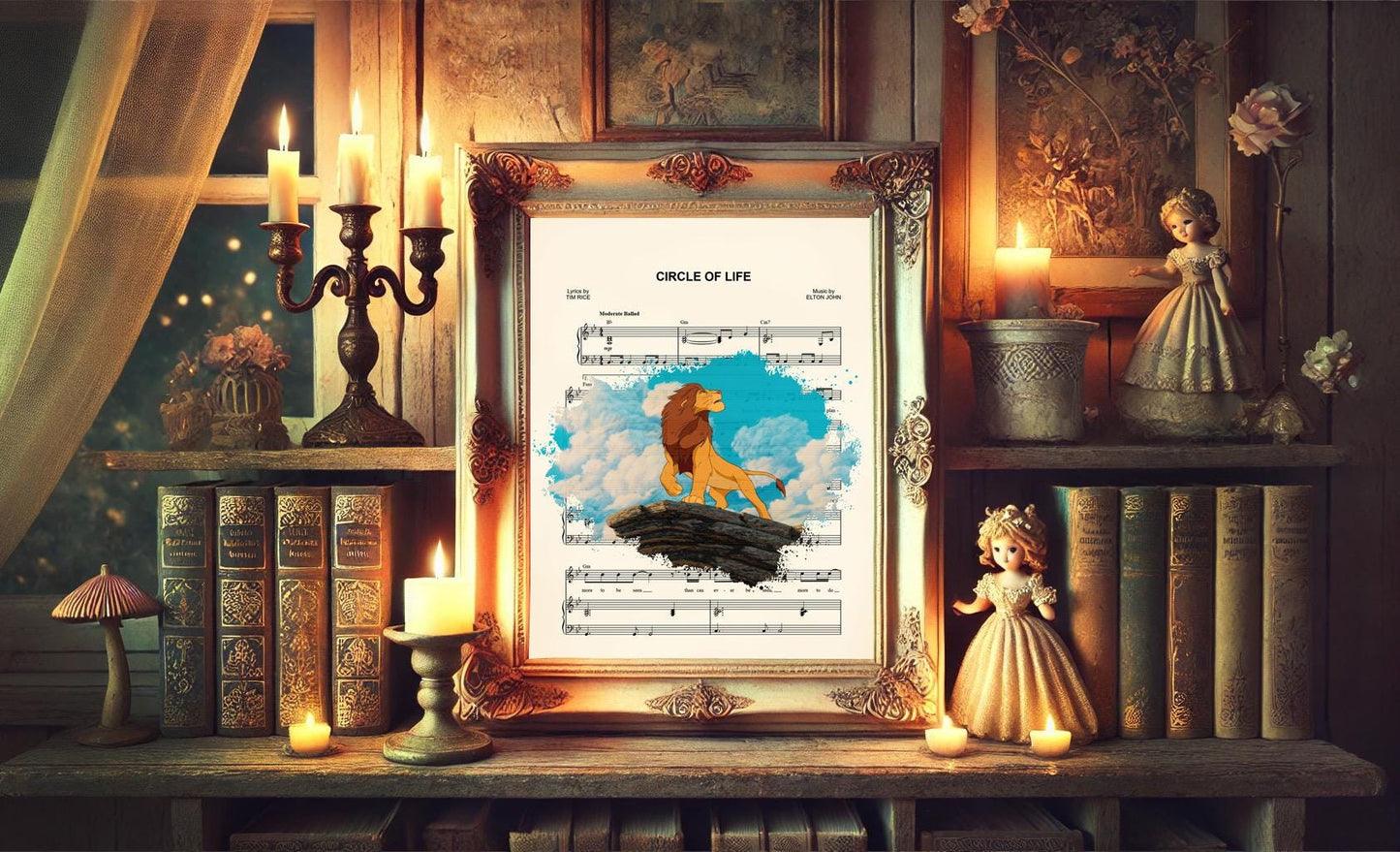 Lion King Simba Splatter Circle of Life Sheet Music Art Print
