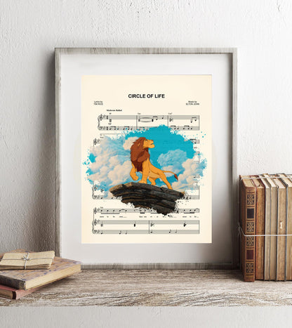Lion King Simba Splatter Circle of Life Sheet Music Art Print