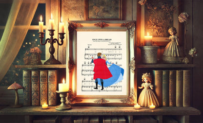 Sleeping Beauty Aurora and Prince Philip Vintage Sheet Music Wall Art — Disney Gift for Music Lovers
