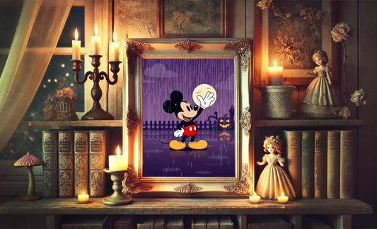 Mickey Vintage Halloween Art Print, Vintage Disney Wall Decor
