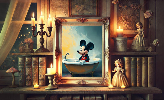 Mickey Mouse Watercolor Bathtub Art Print, Disney Bathroom Wall Decor
