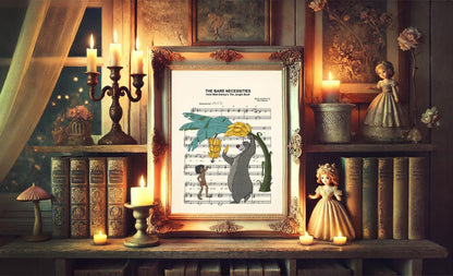 The Jungle Book Baloo and Mowgli Banana Tree The Bare Necessities Sheet Music Wall Art — Disney Gift for Music Lovers