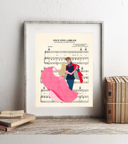 Sleeping Beauty Aurora and Prince Philip Sheet Music Art Print