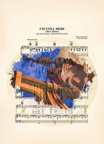 Treasure Planet John Silver and Jim Hawkins I’m Still Here Sheet Music Art Print
