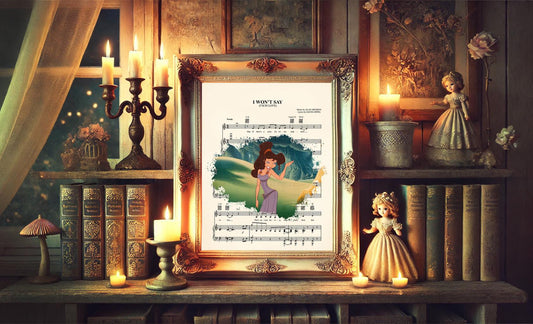 Hercules Meg  I Won't Say I'm In Love Sheet Music Wall Art — Disney Gift for Music Lovers