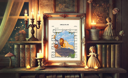Lion King Circle of Life Pride Rock Sheet Music Art Print