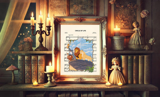 Lion King Circle of Life Pride Rock Sheet Music Wall Art — Disney Gift for Music Lovers