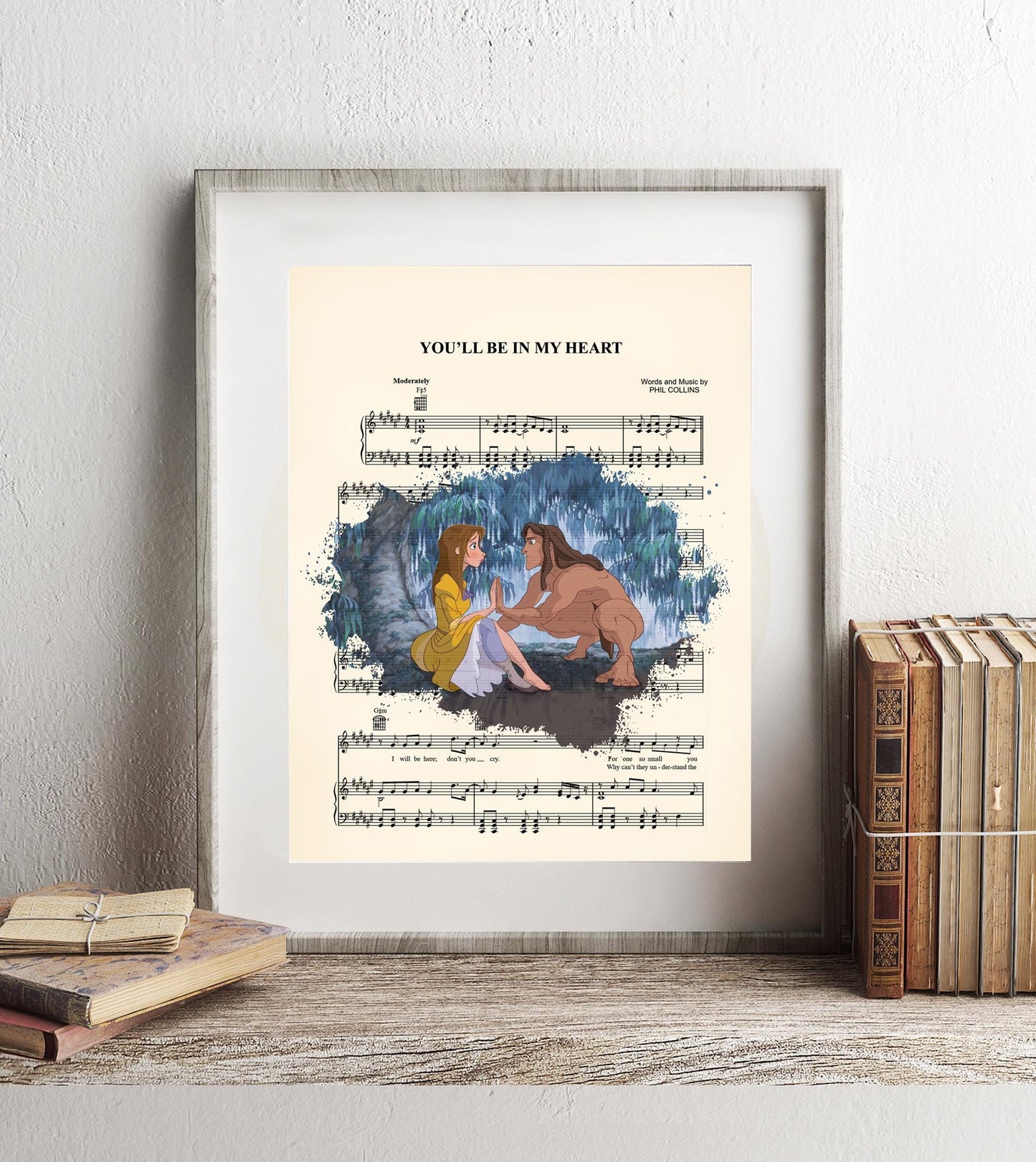 Tarzan and Jane You’ll Be in My Heart Sheet Music Wall Art — Disney Gift for Music Lovers