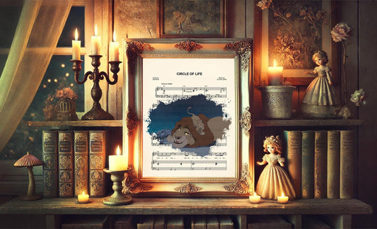 Lion King Mufasa and Simba Circle of Life Sheet Music Art Print