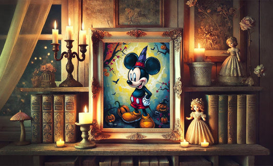 Mickey Halloween Acrylic Art Print, Vintage Disney Wall Decor