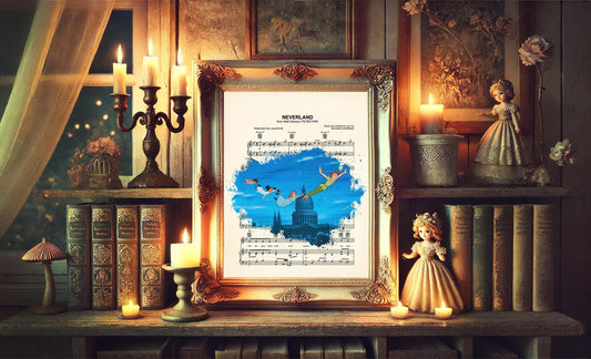 Peter Pan Flight Over London Neverland Sheet Music Art Print