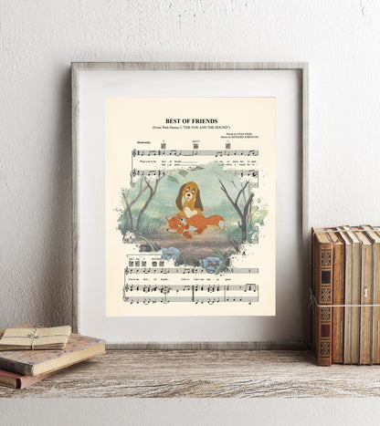 The Fox and the Hound Splatter Disney Sheet Music Art Print