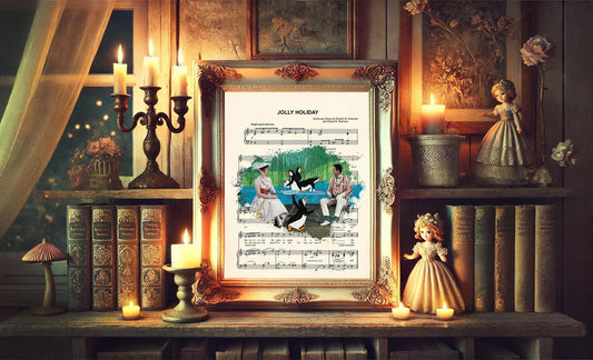 Mary Poppins and Bert Jolly Holiday Sheet Music Art Print