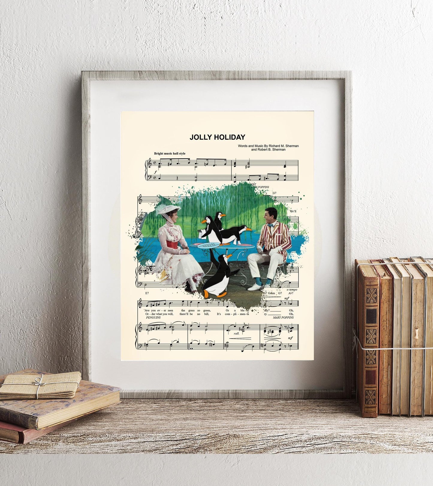 Mary Poppins and Bert Jolly Holiday Sheet Music Art Print