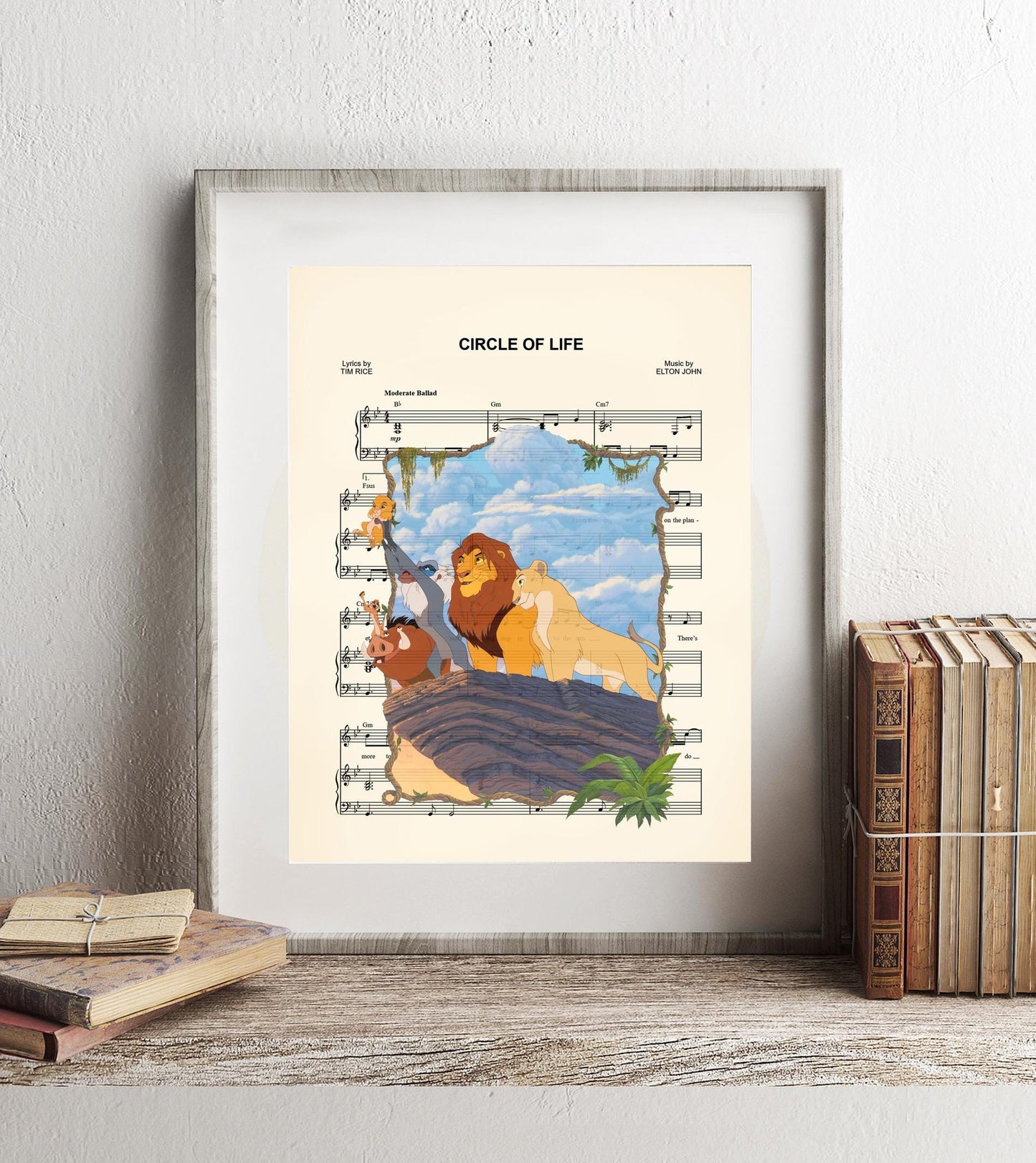 Lion King Circle of Life Pride Rock Sheet Music Wall Art — Disney Gift for Music Lovers