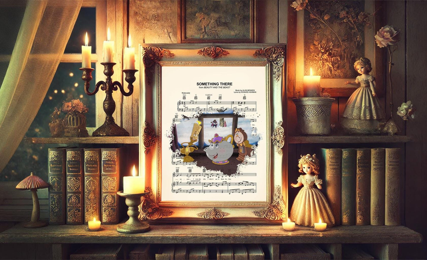 Beauty and the Beast Something There Splatter Sheet Music Art Print