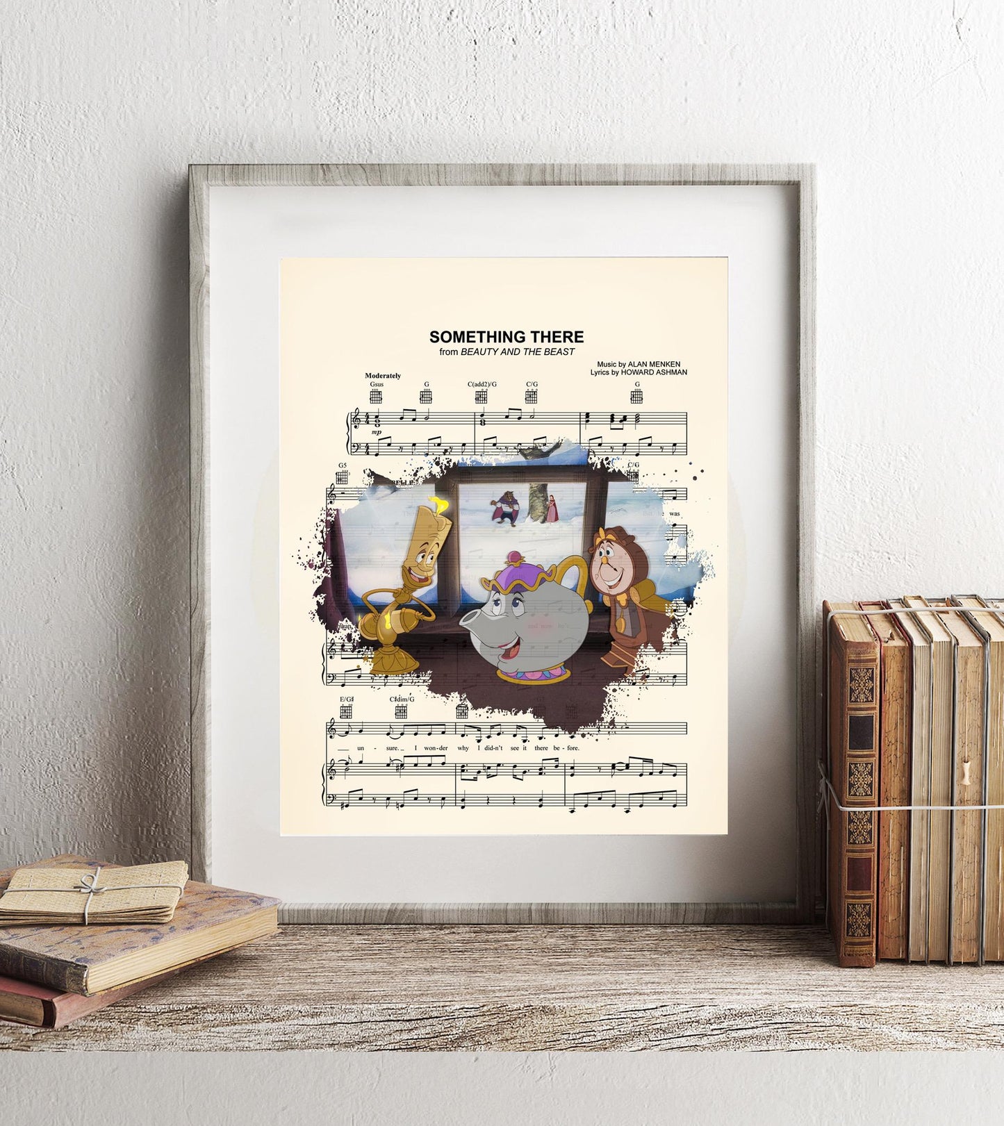 Beauty and the Beast Something There Splatter Sheet Music Art Print