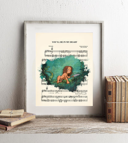 Tarzan Young Tarzan You’ll Be in My Heart Sheet Music Art Print