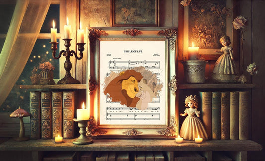 Lion King Mufasa and Sarabi Circle of Life Sheet Music Art Print
