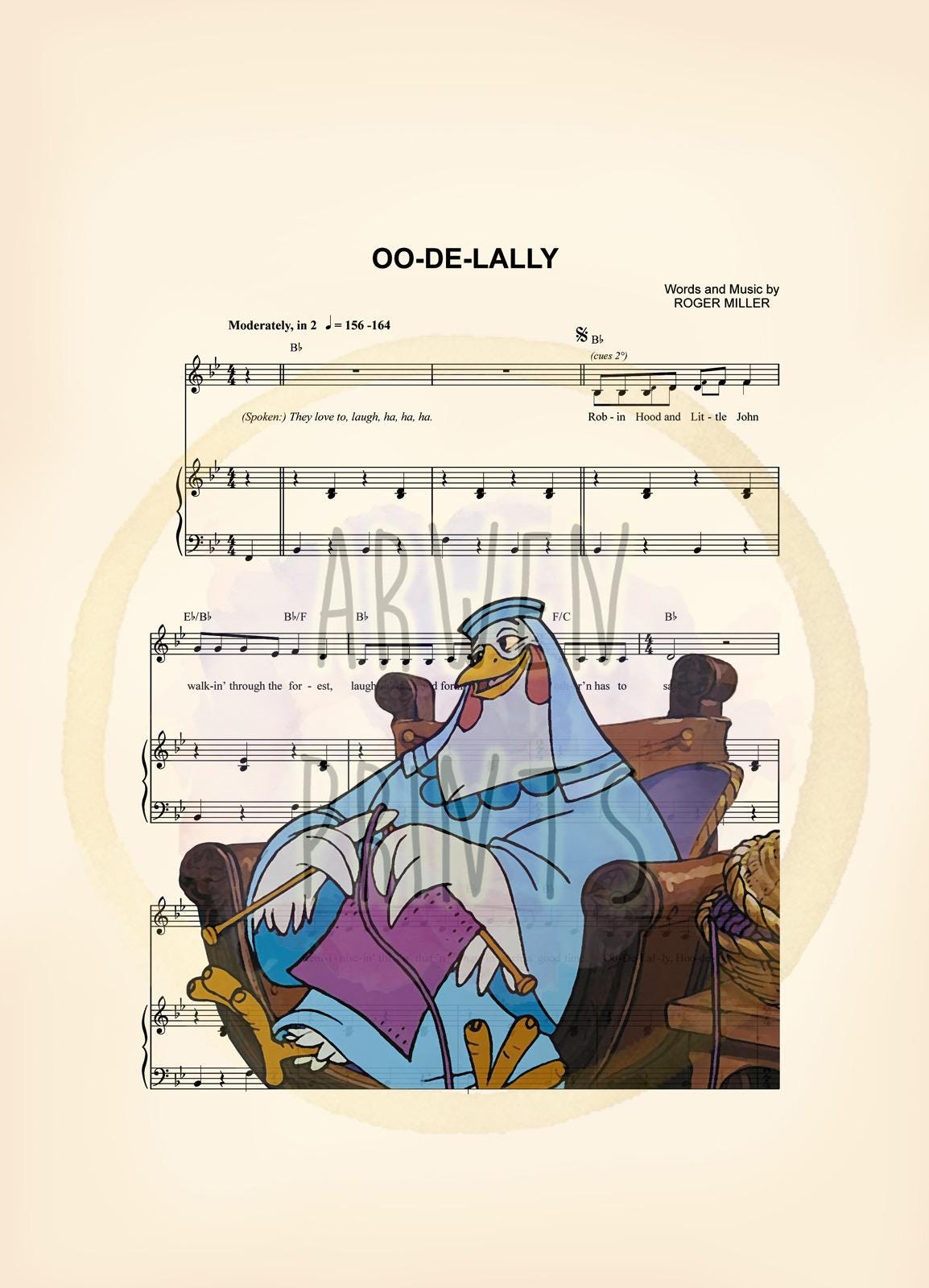 Robin Hood Lady Kluck Sheet Music Art Print